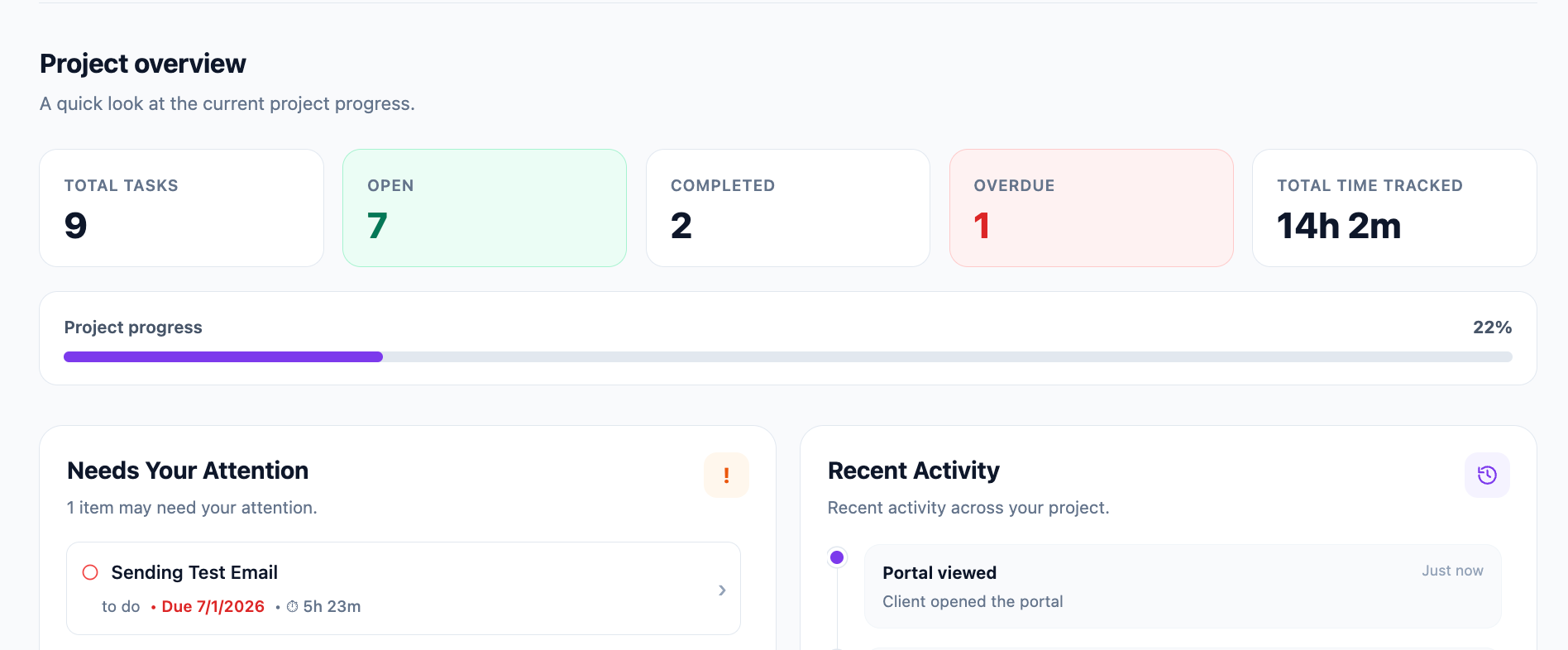 ClientDoq client portal dashboard